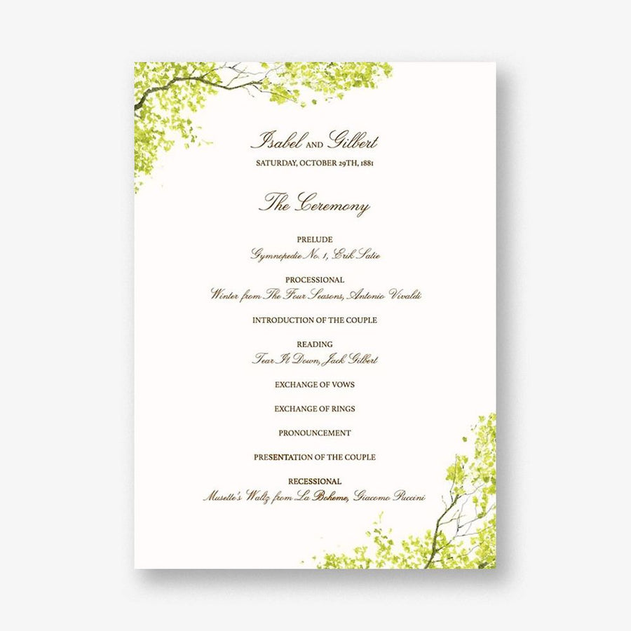 Spring Orchard Menu