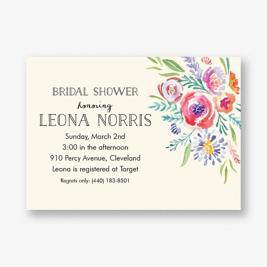 Watercolor Flowers Bridal Shower Invitation