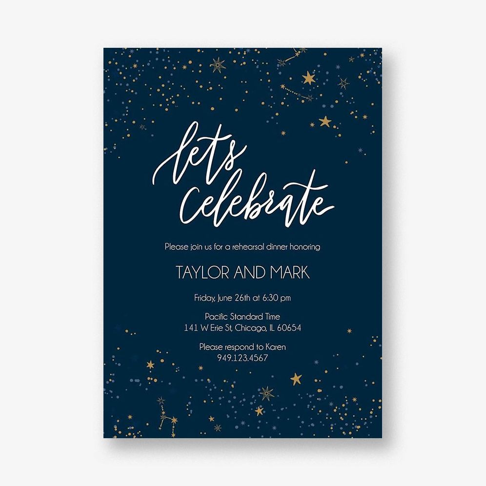 Let's Celebrate Constellation Rehearsal Dinner Invitation