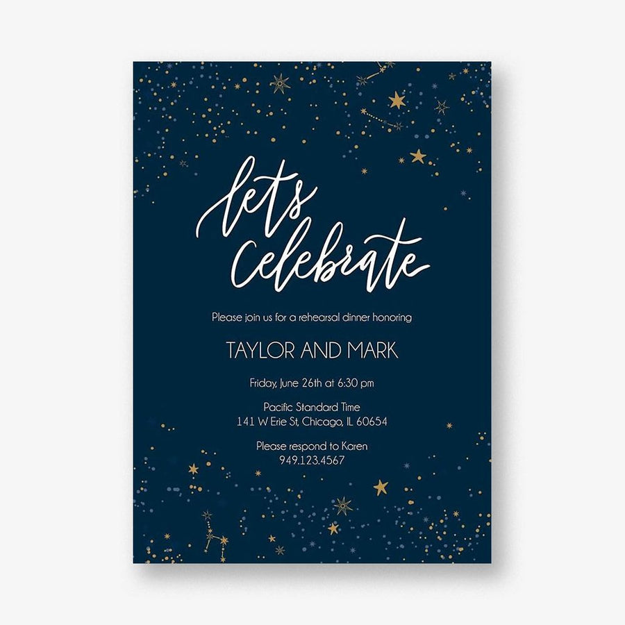 Let's Celebrate Constellation Rehearsal Dinner Invitation