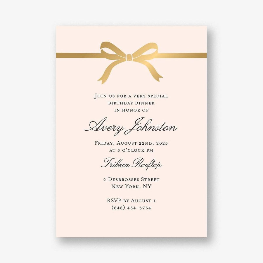 Bow Birthday Party Invitation