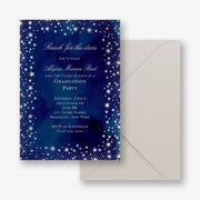 Silver Foil Reach For The Stars Graduation Party Invitation