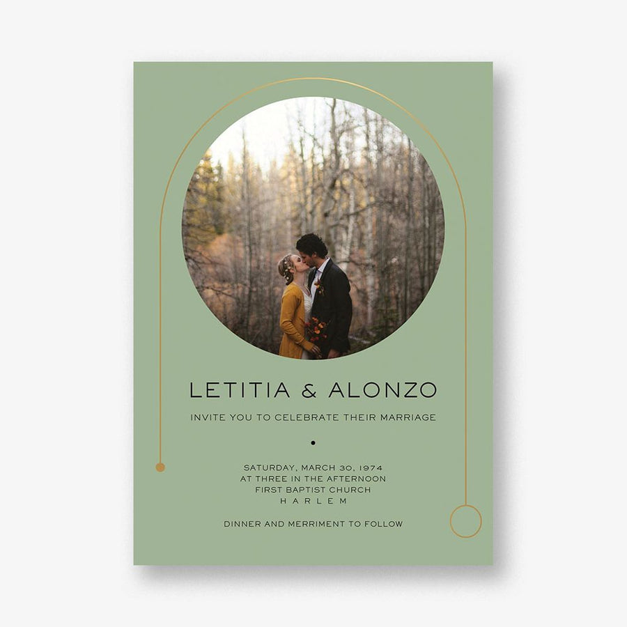 Destiny Photo Green Wedding Invitation