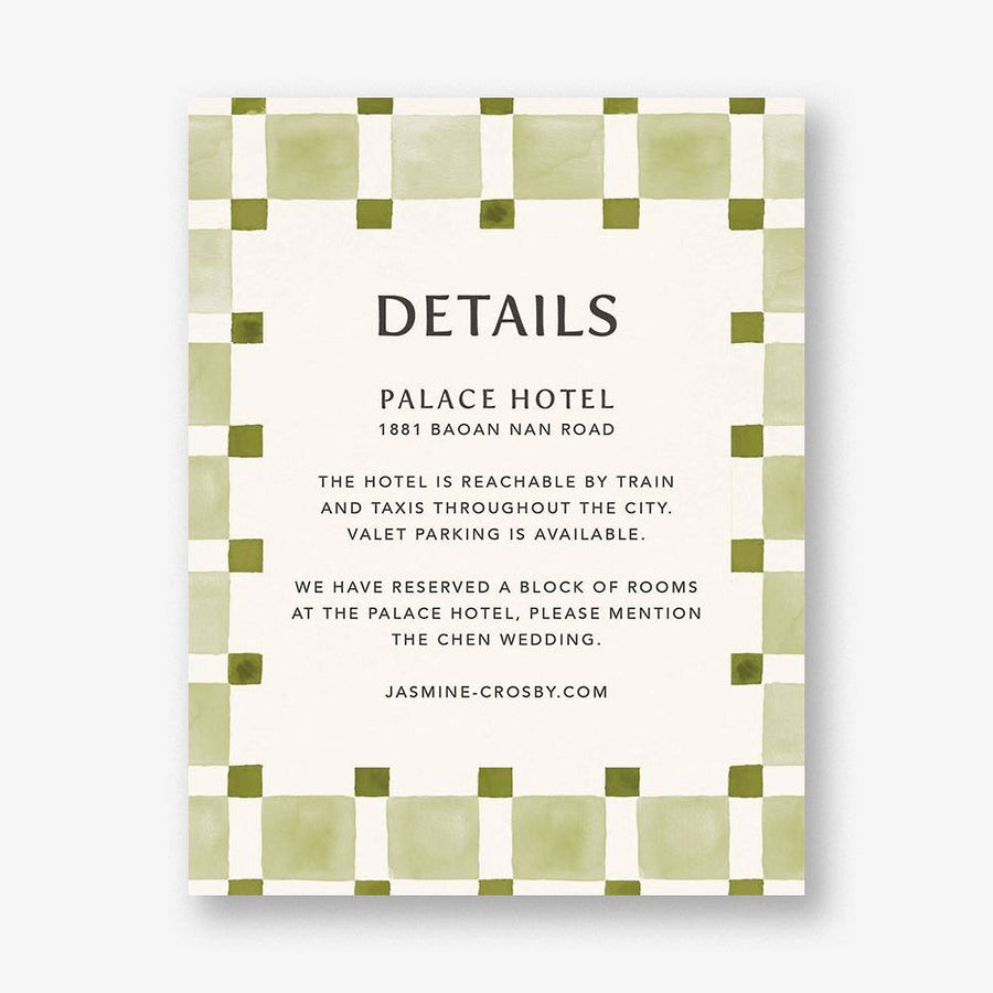 Organic Check Green Information Card