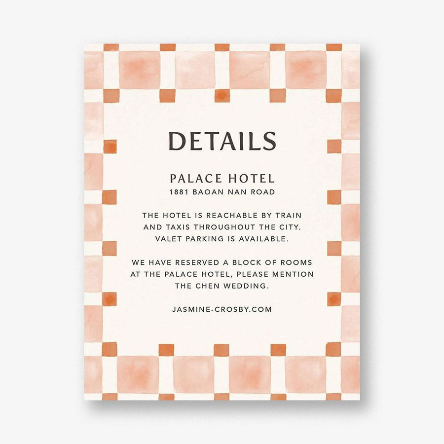 Organic Check Orange Information Card