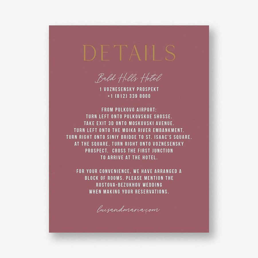 Simply Us Mauve Information Card