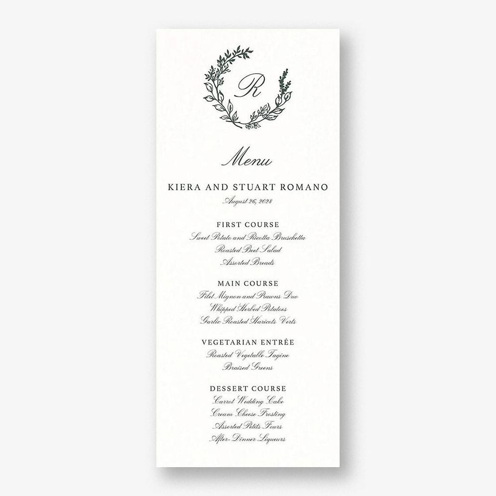 Botanical Wreath Monogram Menu