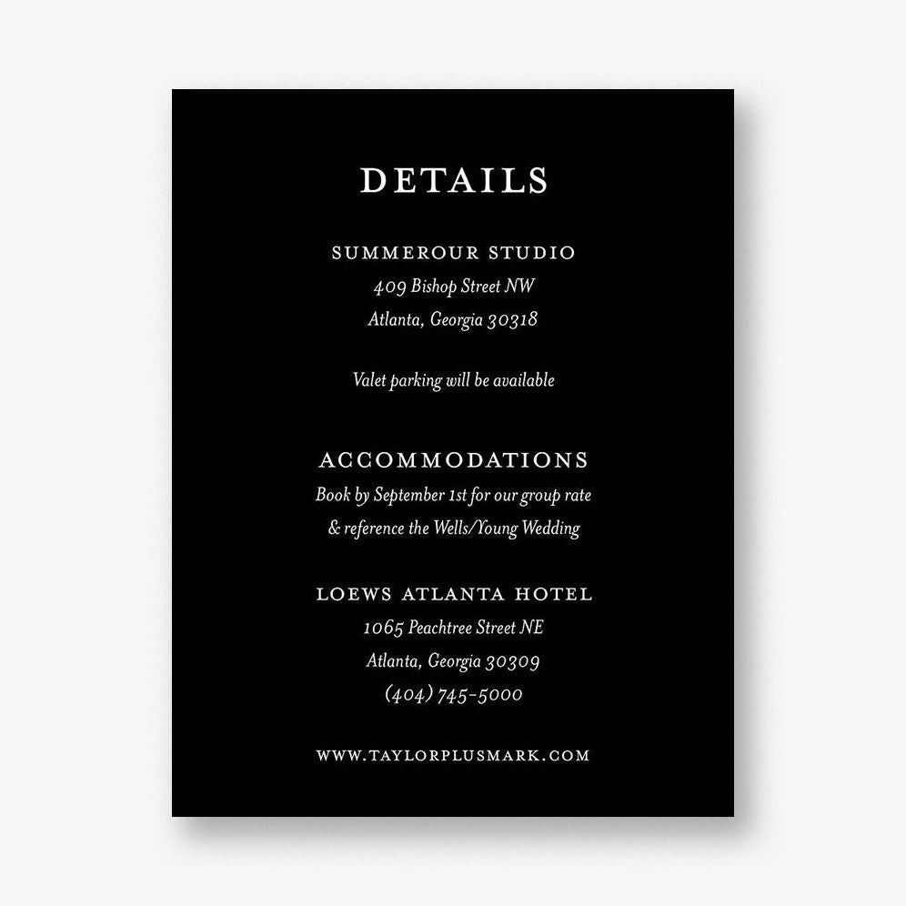 Black and White Floral Information Card
