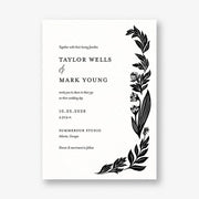 Black and White Floral Wedding Invitation