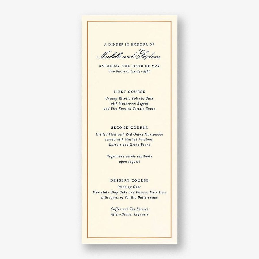Simply Traditional Menu