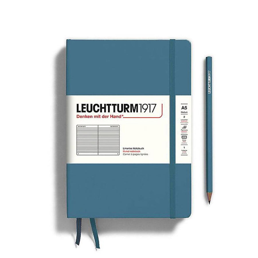 Leuchtturm Stone Blue Ruled Page Hardcover Medium Notebook