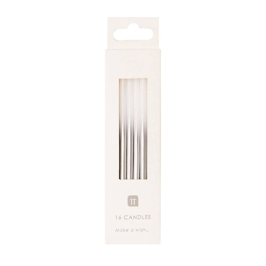 Tall Silver Metallic Ombre Candles
