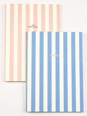 Handmade Striped Notebook 2PK Blue/Pink