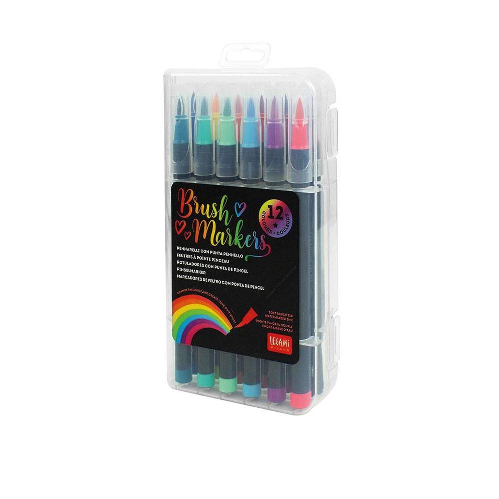 Legami Set Of 12 Brush Markers - Brush Markers - Bright Colours