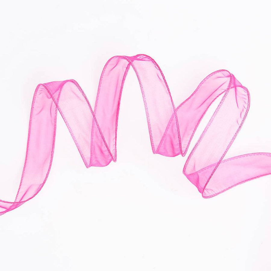 Dark Pink Organdy Wired Ribbon 1" 10YD