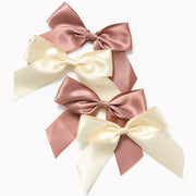 Pink & Ivory Satin Bows Set of 4