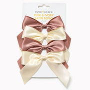 Pink & Ivory Satin Bows Set of 4