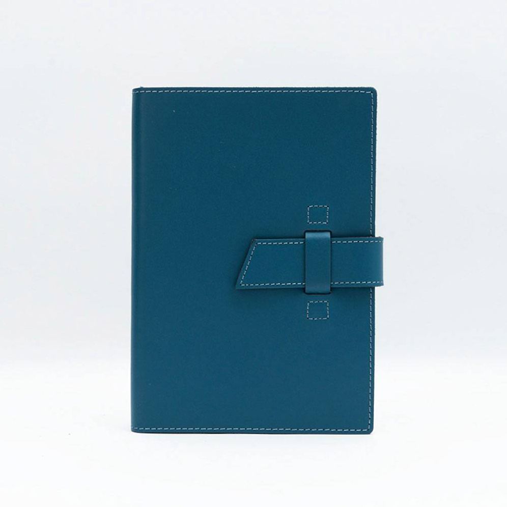 Blue Leather Journal with Leather Flap Closure and Lined Pages