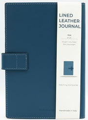 Blue Leather Journal with Leather Flap Closure and Lined Pages