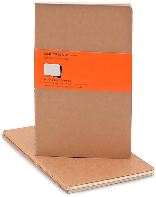 Moleskine Cahier Journal (Set of 3), Large, Ruled, Kraft Brown, Soft Cover (5 x 8.25): set of 3 Ruled Journals